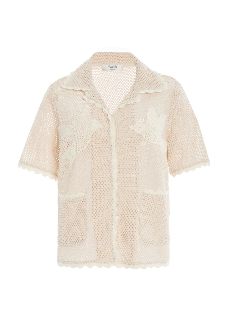 Sea - Sally Crocheted Cotton Shirt - Tan - L - Moda Operandi