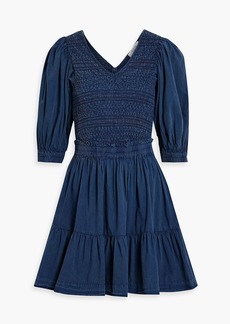 SEA - Simona tiered smocked cotton mini dress - Blue - US 8