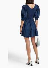 SEA - Simona tiered smocked cotton mini dress - Blue - US 6