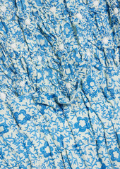 SEA - Smocked tiered floral-print cotton midi dress - Blue - XL