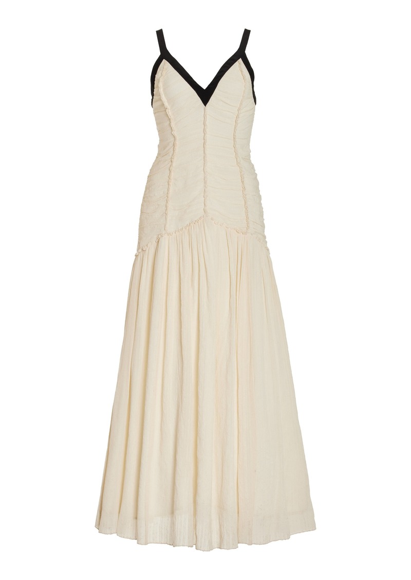 Sea - Tatum Ruched Drop-Waist Silk-Blend Maxi Dress - Ivory - US 0 - Moda Operandi