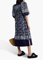 SEA - Theodora embroidered printed cotton-voile midi dress - Blue - XXS