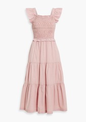SEA - Tiered smocked cotton midi dress - Pink - US 16