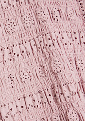 SEA - Vienne cutout shirred broderie anglaise cotton midi dress - Purple - US 8