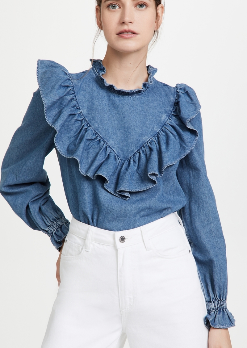 Sea Alyssa Denim Ruffle Top