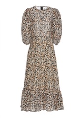 Sea Borealis Printed Cotton and Silk-Blend Midi Dress