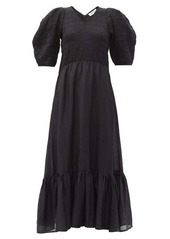 Sea Eleanor shirred linen-blend voile maxi dress