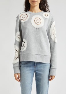 Sea Joy Crochet Patch Cotton Sweatshirt
