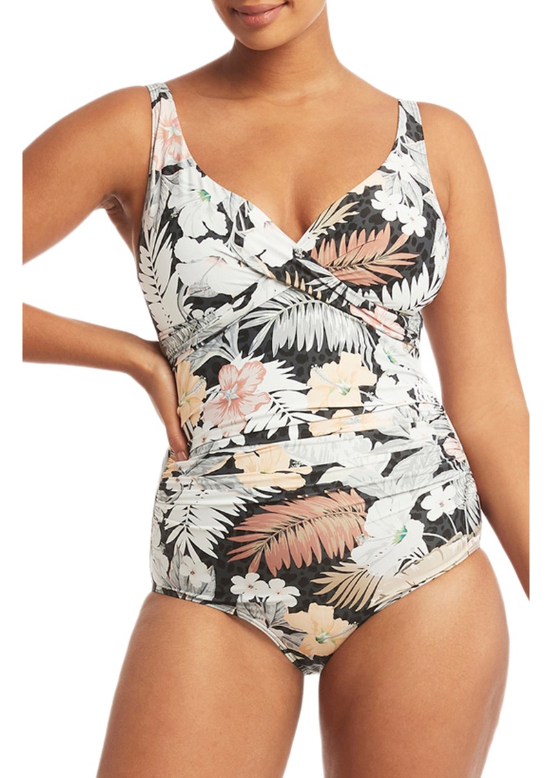 Sea Level Calypso Cross Front Multifit One-Piece Swimsuit in Charcoal at Nordstrom Rack