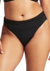 Sea Level Essential Wrap High Waist Bikini Bottoms in Black at Nordstrom Rack