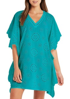 Sea Level Eyelet Cotton Cover-Up Caftan