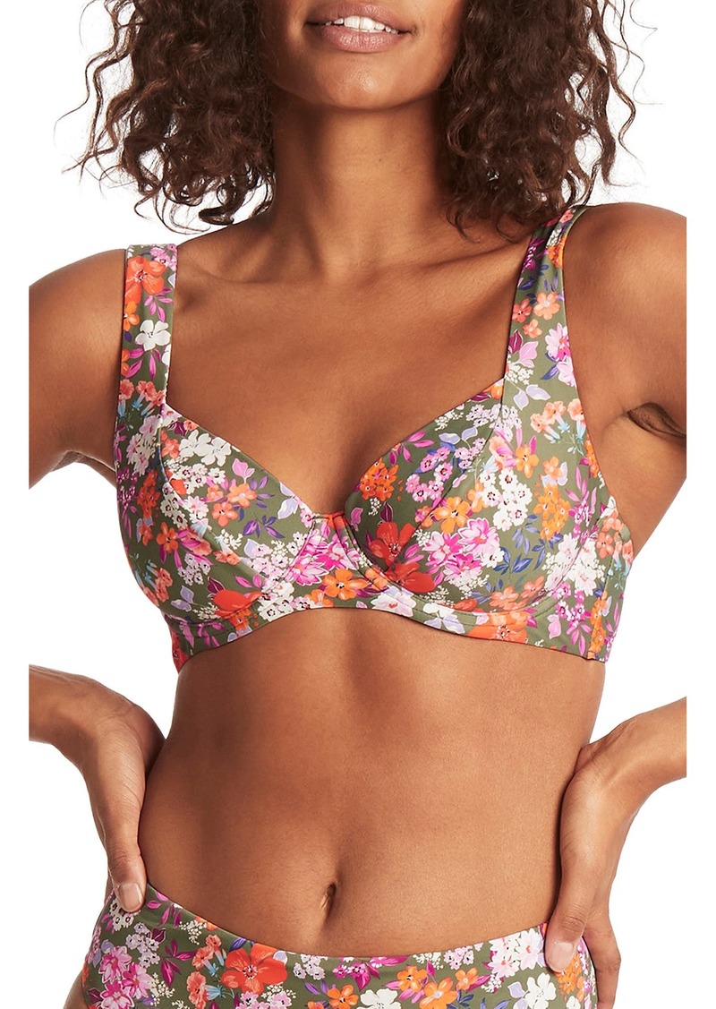 Sea Level Floral C- & D-Cup Underwire Bikini Top in Khaki at Nordstrom Rack