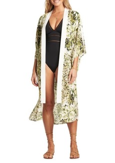 Sea Level Floral Open Front Belted Cover-Up