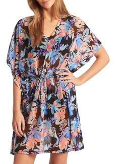Sea Level Frond Print Caftan Cover-Up Dress