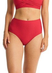 Sea Level Honeycomb High Waist Bikini Bottoms