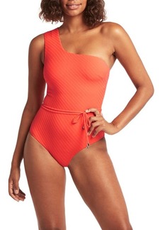 Sea Level One-Shoulder One-Piece Swimsuit