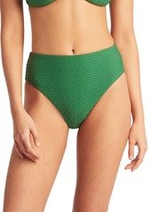 Sea Level Retro High Waist Bikini Bottoms in Green at Nordstrom Rack