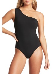 Sea Level Scalloped One-Shoulder One-Piece Swimsuit