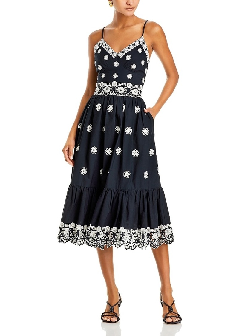 Sea New York Elysse Embroidered Midi Dress