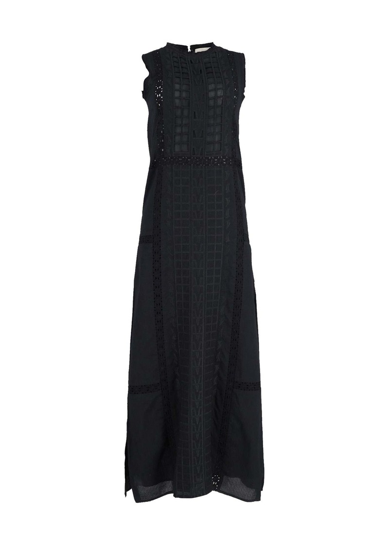 Sea New York Embroidered Maxi Dress in Black Cotton