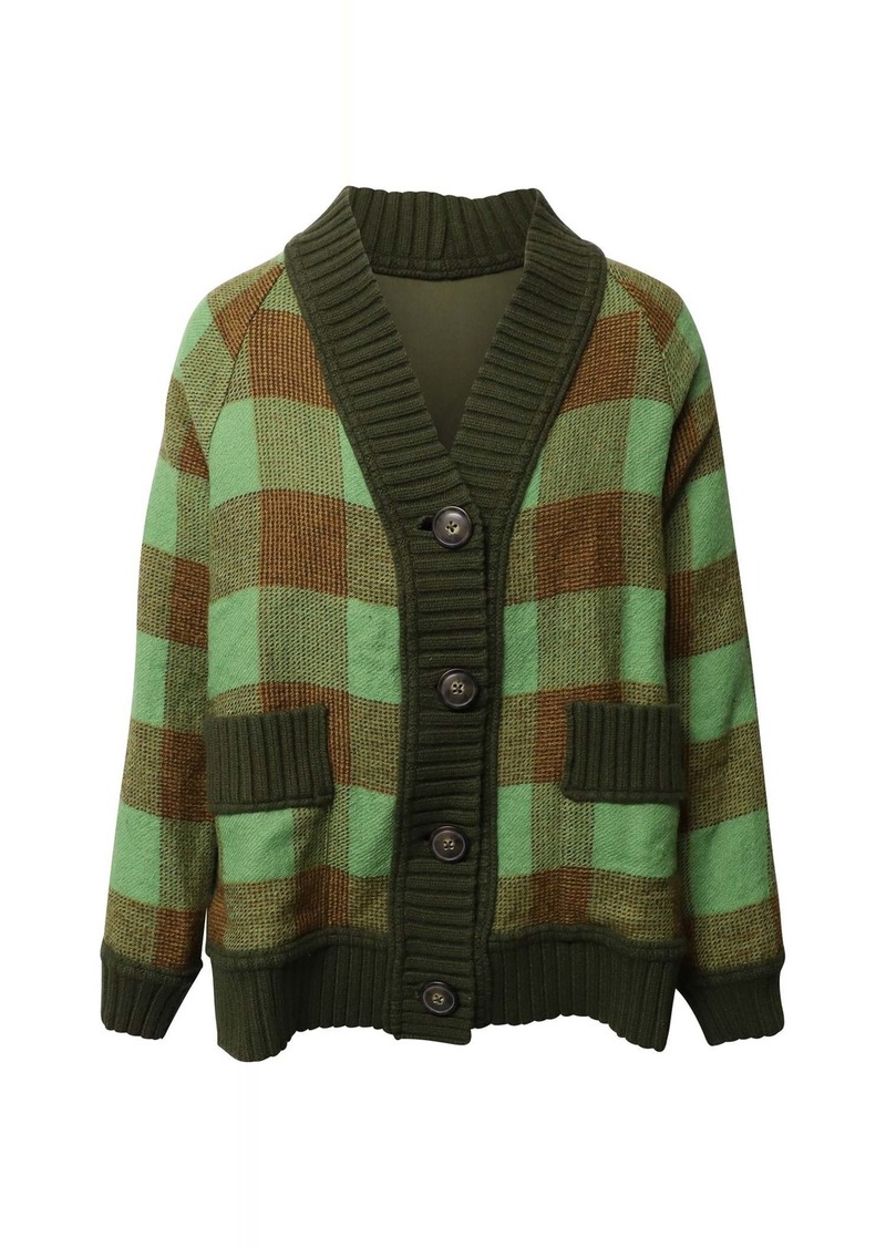 Sea New York Plaid Mixed Media Cardigan in Multicolor Wool