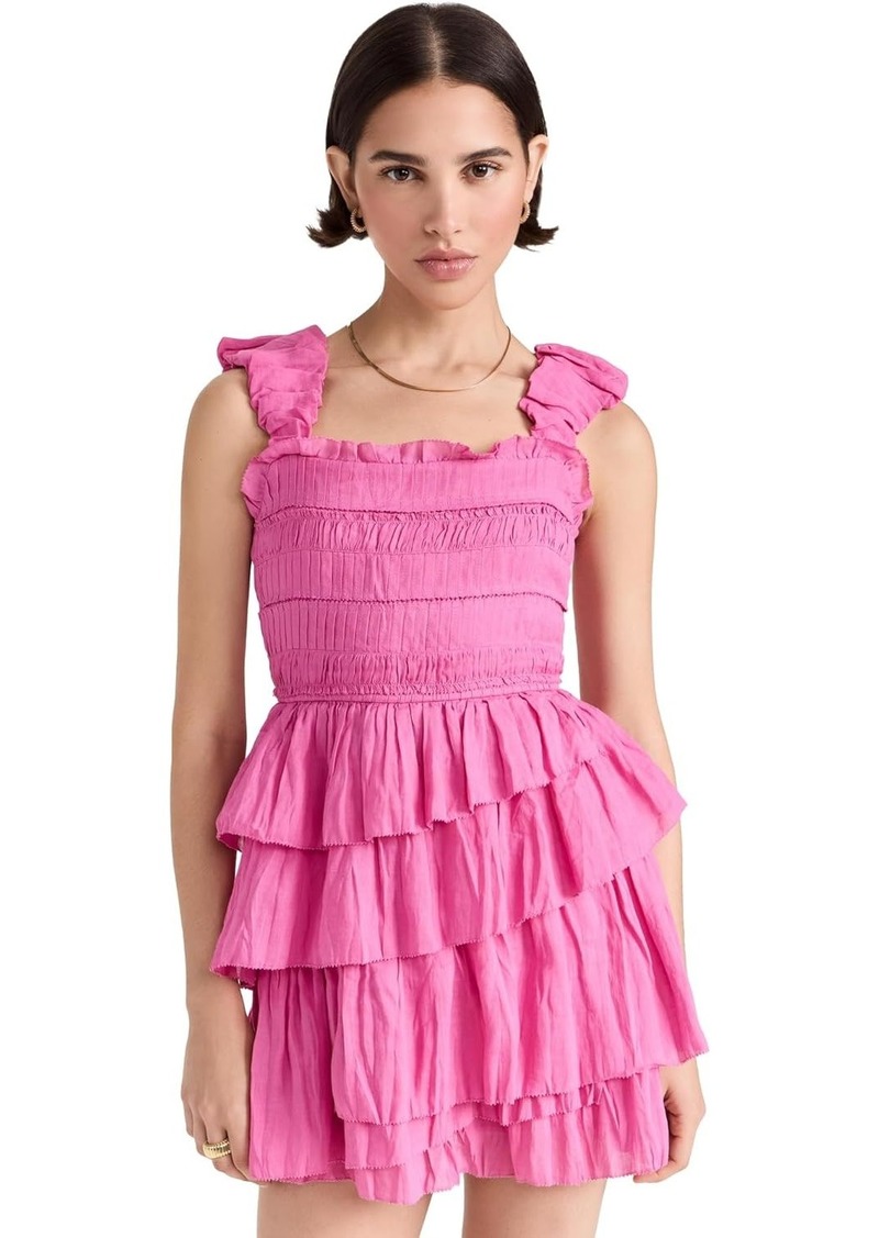 Sea Ny Cole Smocked Ramie Sleeveless Tiered Dress, Pink