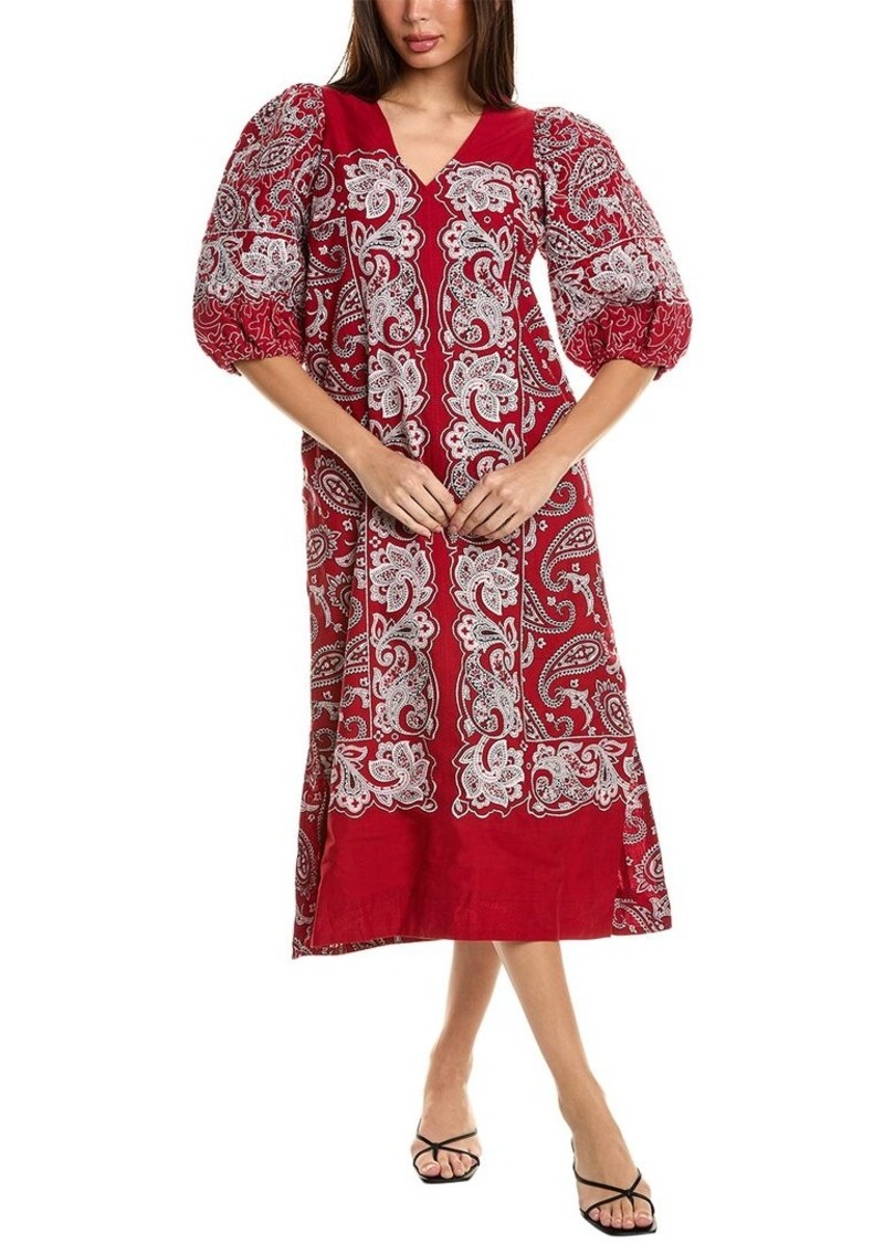 SEA NY Theodora Paisley Print Puff Sleeve Maxi Dress