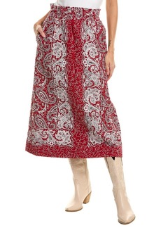 SEA NY Theodora Paisley Print Quilted Midi Skirt