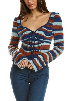 SEA NY Wavey Crochet Wool Sweater