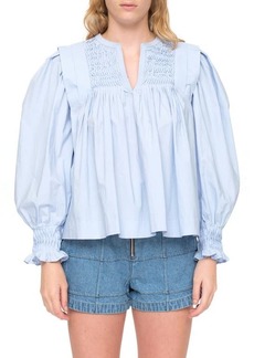 Sea Phoebe Pleated Puff Sleeve Cotton Top in Sky at Nordstrom