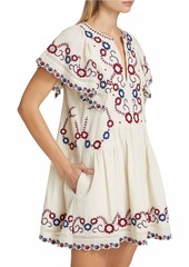 Sea Soren Cotton Floral-Embroidered Minidress