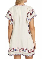 Sea Soren Cotton Floral-Embroidered Minidress