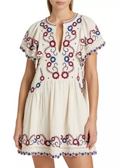 Sea Soren Cotton Floral-Embroidered Minidress