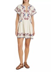 Sea Soren Cotton Floral-Embroidered Minidress