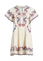 Sea Soren Cotton Floral-Embroidered Minidress