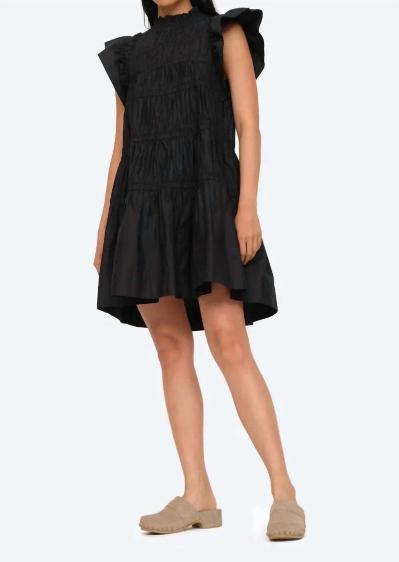 Sea Steph Cotton Flutter Sleeve Tunic Dress In Black