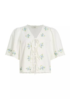Sea Tania Floral Beaded Tie-Front Top