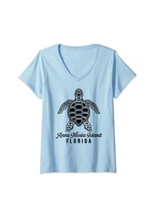 Womens Anna Maria Island Florida Sea Turtle Family Vacation Summer V-Neck T-Shirt