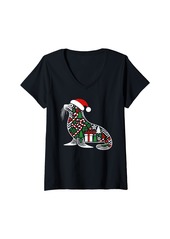 Womens Christmas Tree Candy Sea Lion Santa Christmas Womens Mens V-Neck T-Shirt