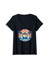 Sea Womens Cruise Squad 2024 Tropical Voyage - Ocean Adventure Emblem V-Neck T-Shirt