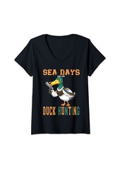 Womens Cruising Sea Days Are For Duck Hunting Cute Duck Cruise V-Neck T-Shirt