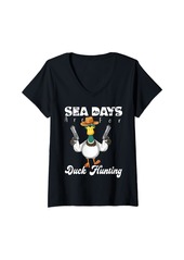 Womens Cruising Sea Days Are For Duck Hunting Cute Duck Cruise V-Neck T-Shirt