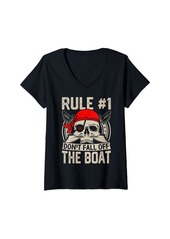 Sea Womens Do not fall Off The Boat Funny Pirates Cruise Print V-Neck T-Shirt