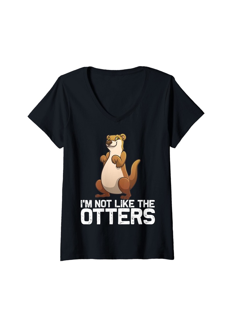 Womens Funny Sea Otter Design For Men Women Kids River Otter Lovers V-Neck T-Shirt