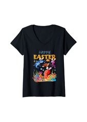 Womens Happy Easter Bunny Sea Animals Shark Squid Octopus Turtle V-Neck T-Shirt