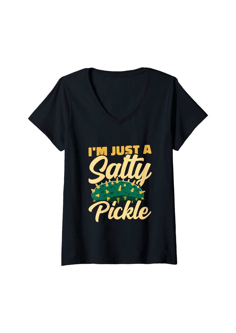 Sea Womens I'm Just A Salty Pickle Marine Biologist Oceanographer V-Neck T-Shirt