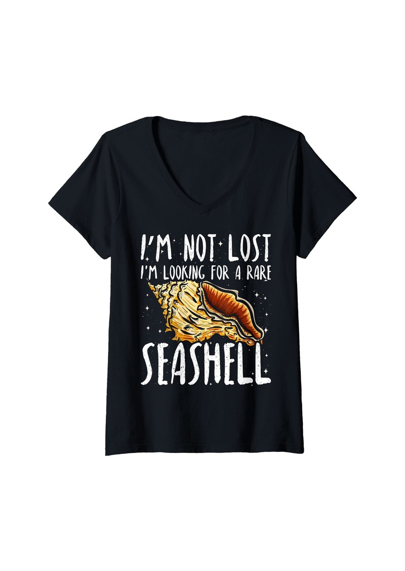 Womens Im Not Lost - Im Looking For A Rare Seashell V-Neck T-Shirt