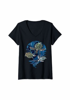 Womens Sea Turtle Family I Ocean Life I Turtle V-Neck T-Shirt