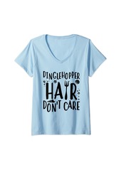 Sea Womens Mermaid Dinglehopper Hair Don't Care Women Girls V-Neck T-Shirt