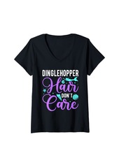 Sea Womens Mermaid Dinglehopper Hair Don't Care Women Girls V-Neck T-Shirt